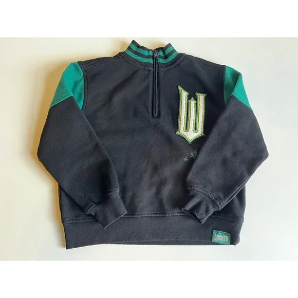 Universal Wicked The Musical‎ Kids Black Green Pullover Half Zip Sweatshirt Sz M - Picture 5 of 15